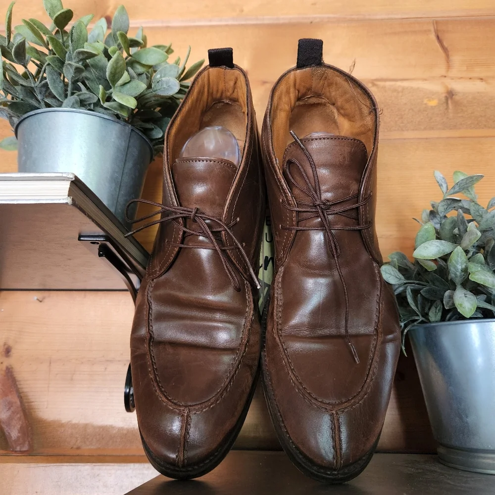 Johnston Murphy‎ 💙 20-6580 Sheepskin Leather Brown Ankle Chukka Boots Split 12M